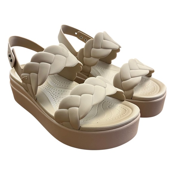 CROCS Brooklyn Woven Platform Wedge Sandal Women's Sz 8 New NWT Shoes - Picture 1 of 12